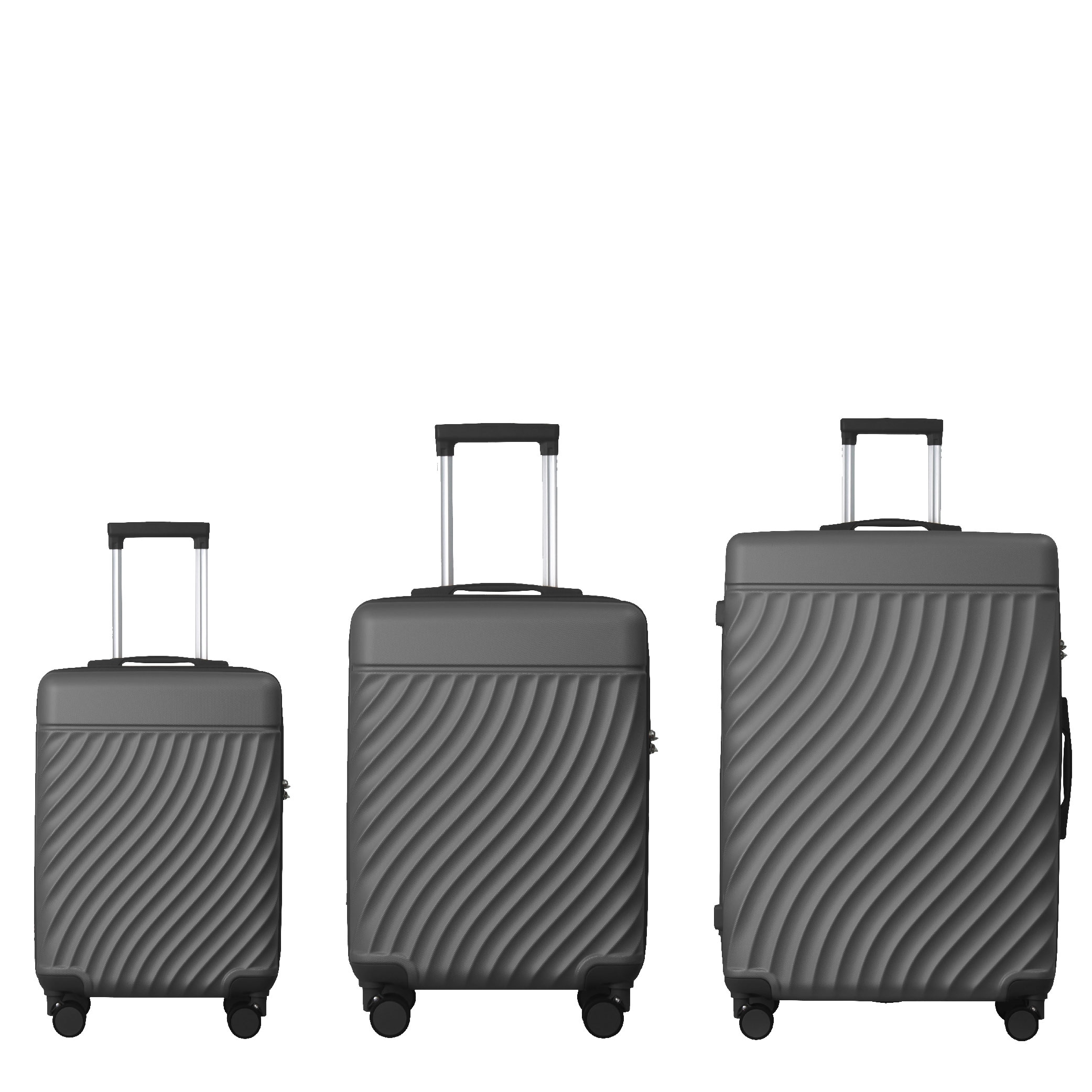 Luggage Sets ABS Hardshell 3pcs Luggage, Lightweight Durable Suitcase Sets Spinner Wheels Suitcase With TSA Lock 20''24''28'' Available(Grey Ash)_voghion.com